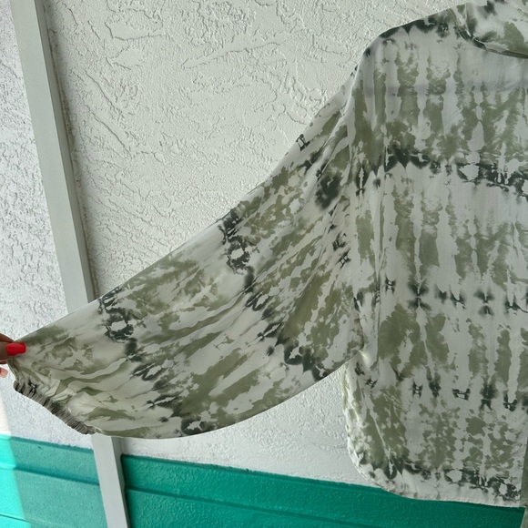 Surf Gypsy Wrap Top Tie Dye Tie Front Long Sleeves Medium Cover Up Shrug Medium - Picture 9 of 13